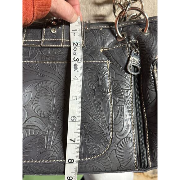 Montana West Floral Embroidered Silver Studded Boho Western Handbag Purse - Picture 12 of 13